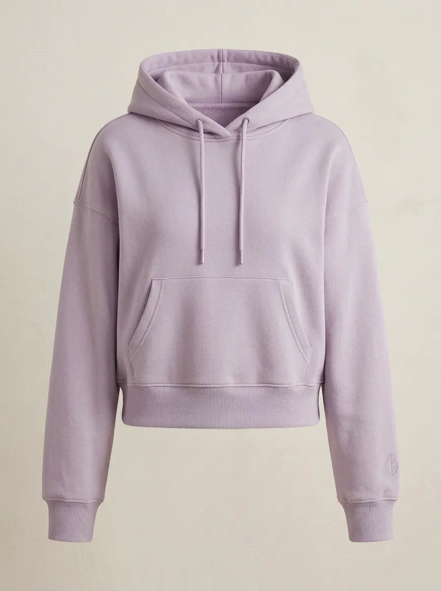 Women's Minimalist Sage Green Solid Color Embroidered Leaf Hoodie