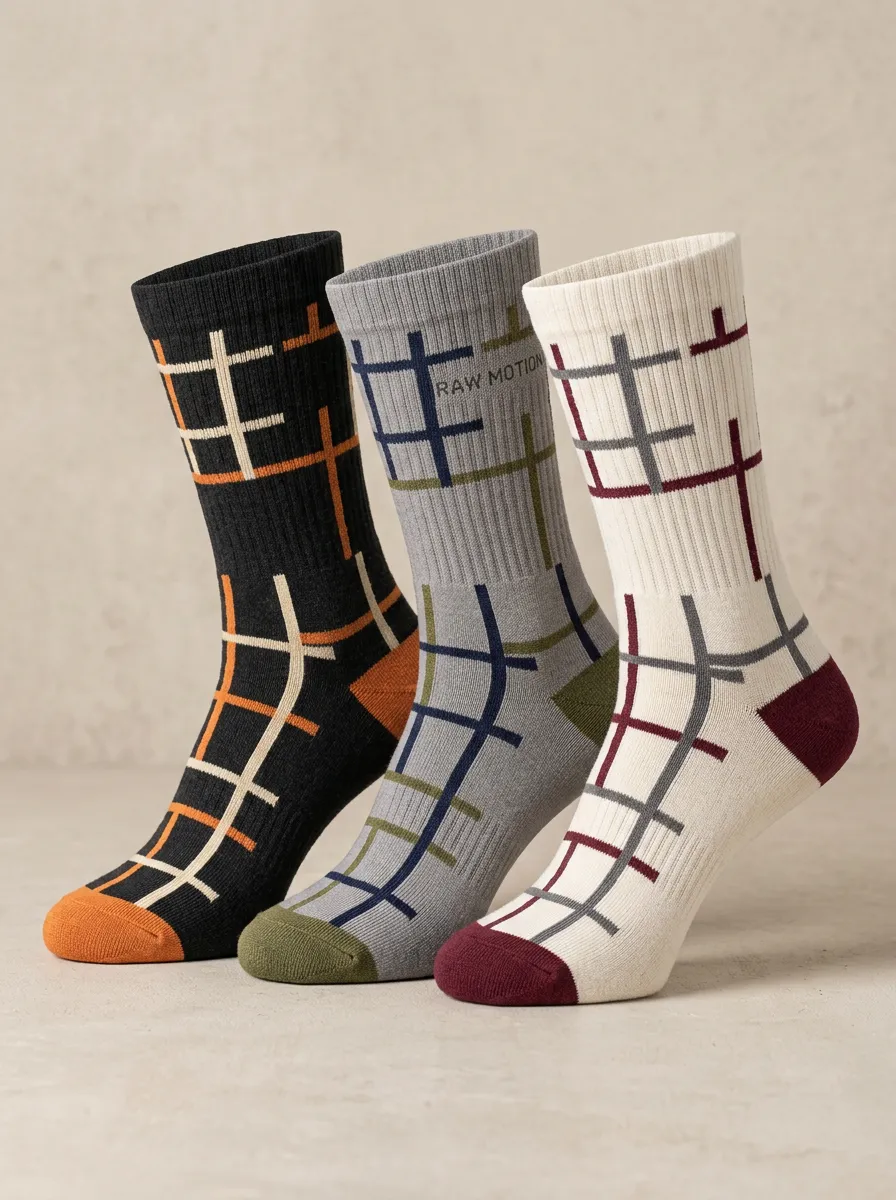Grid Geometric Casual Sock Set