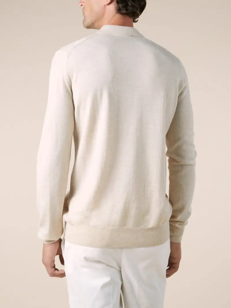 Polo Shirt With Extrafine Merino Merino Wool Zip Front Ribbed Slim Fit