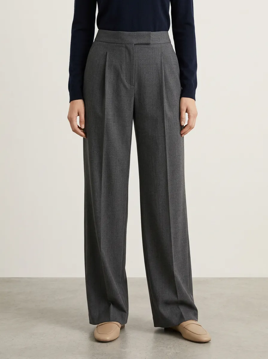 Classic Profile Pleated Wide-Leg Trousers