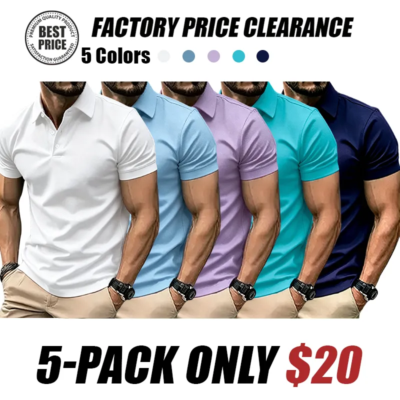 Men’s Casual Business Polo Shirts, Simple and Comfortable, Skin-Friendly Polyester Fabric with Slight Stretch