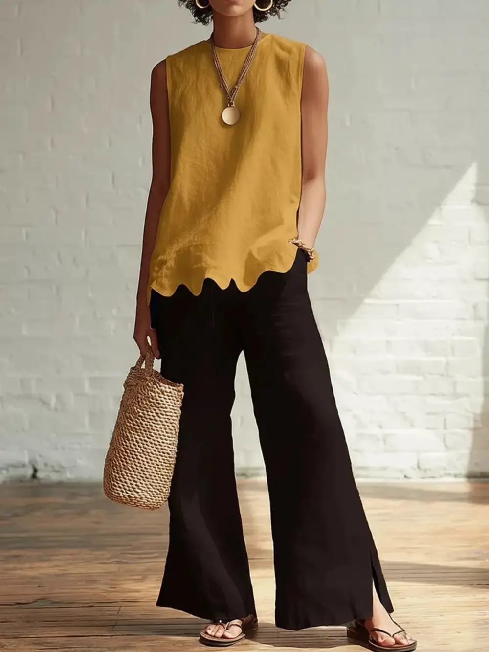 Buttoned Ruffled Tank Top