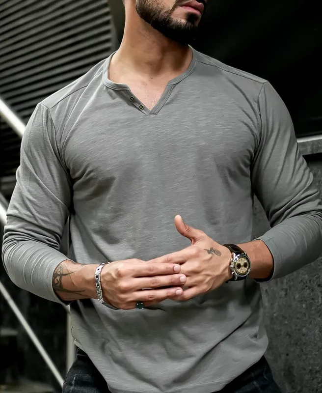 Grey Casual Button Up Shirt