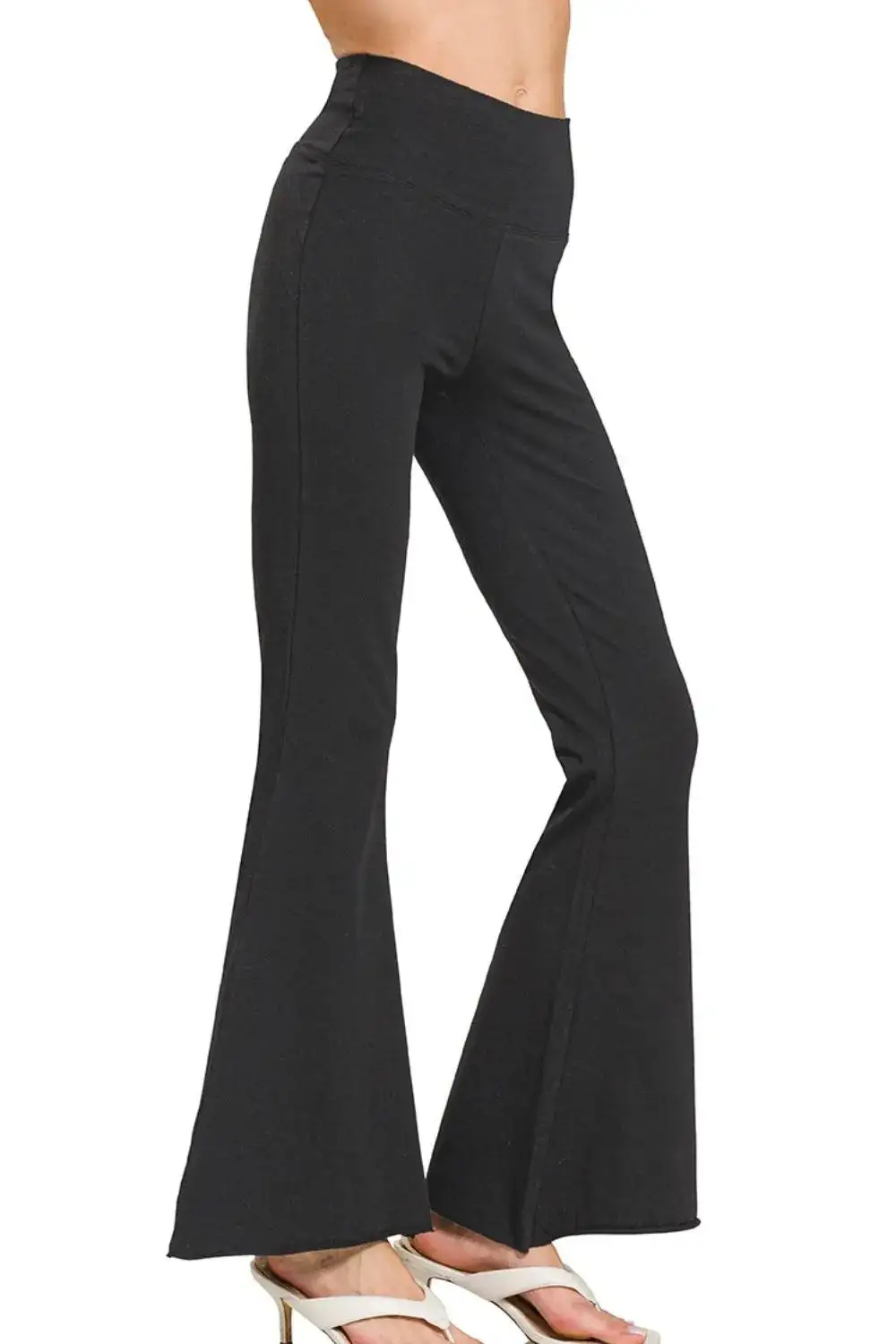 Raw Edge Hem Flared Yoga Pants