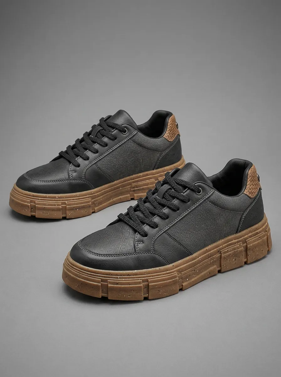 Men's Geometric Pattern Speckled Sole Patterned Skate Shoes