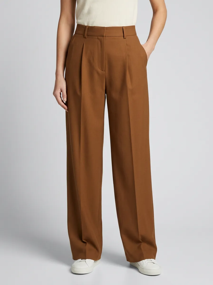 Classic Shape Pleated Wide-Leg Trousers