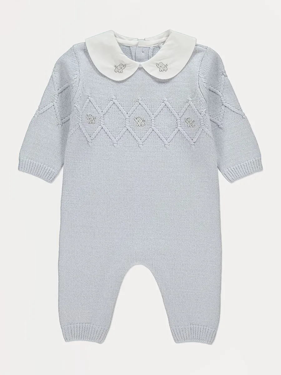 Light Blue Elephant Knitted All in One