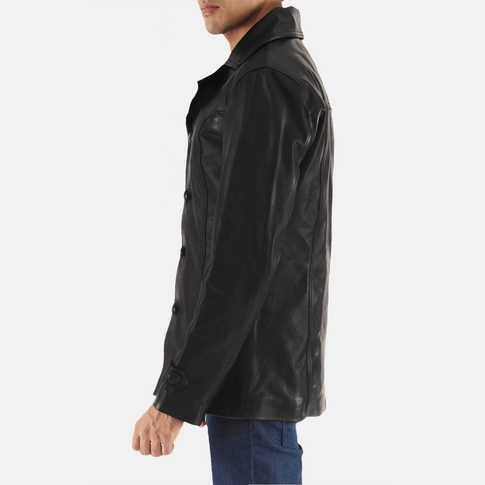 Men's Textured Leather Coat