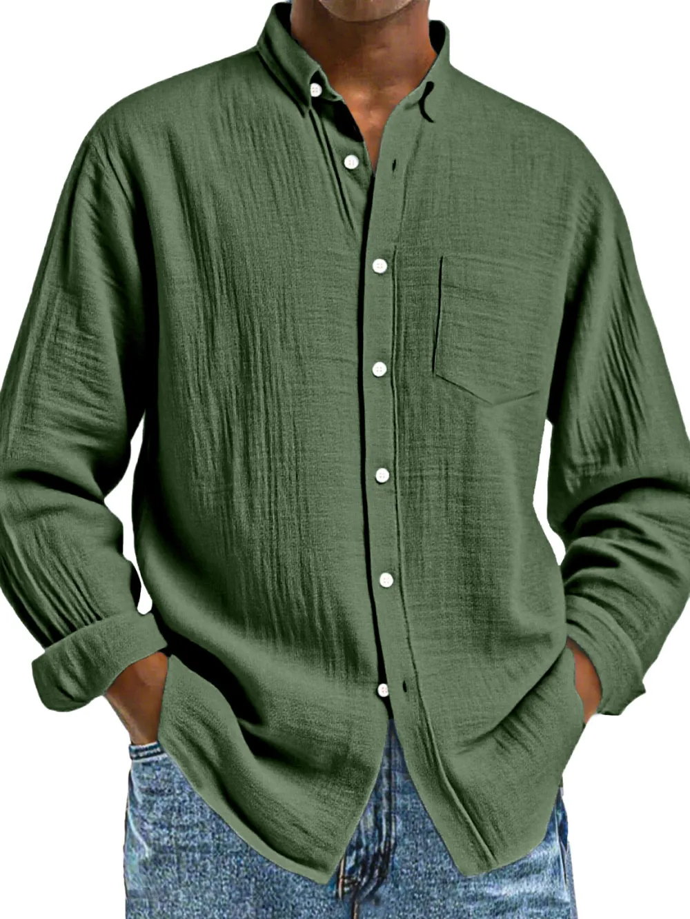 Structured Long Sleeve Button Front Shirt