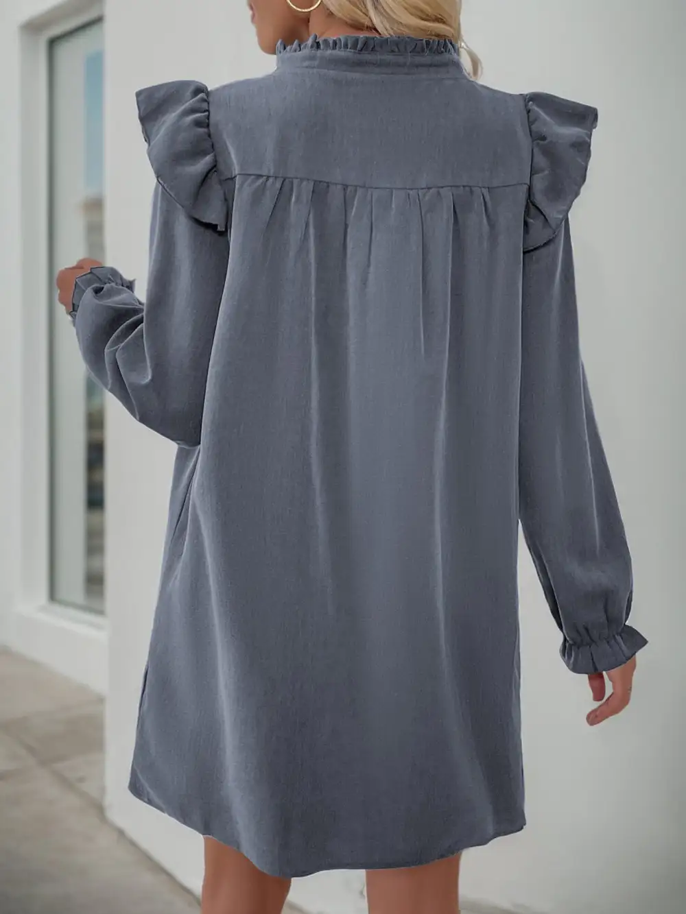 Catherine Cotton Blend Relaxed Ruffle Dress