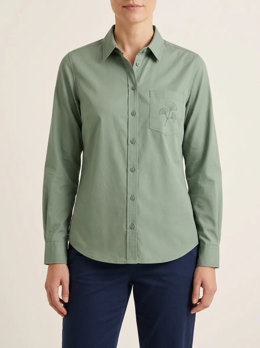 Women's Ginkgo-Pocket Tailored Point-Collar Shirt