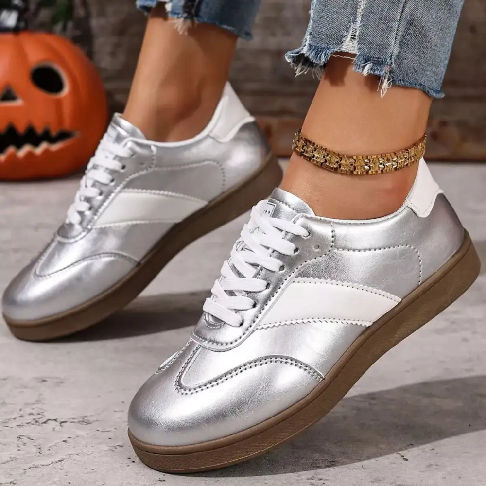 Modern Round Toe Lace-Up Sneakers