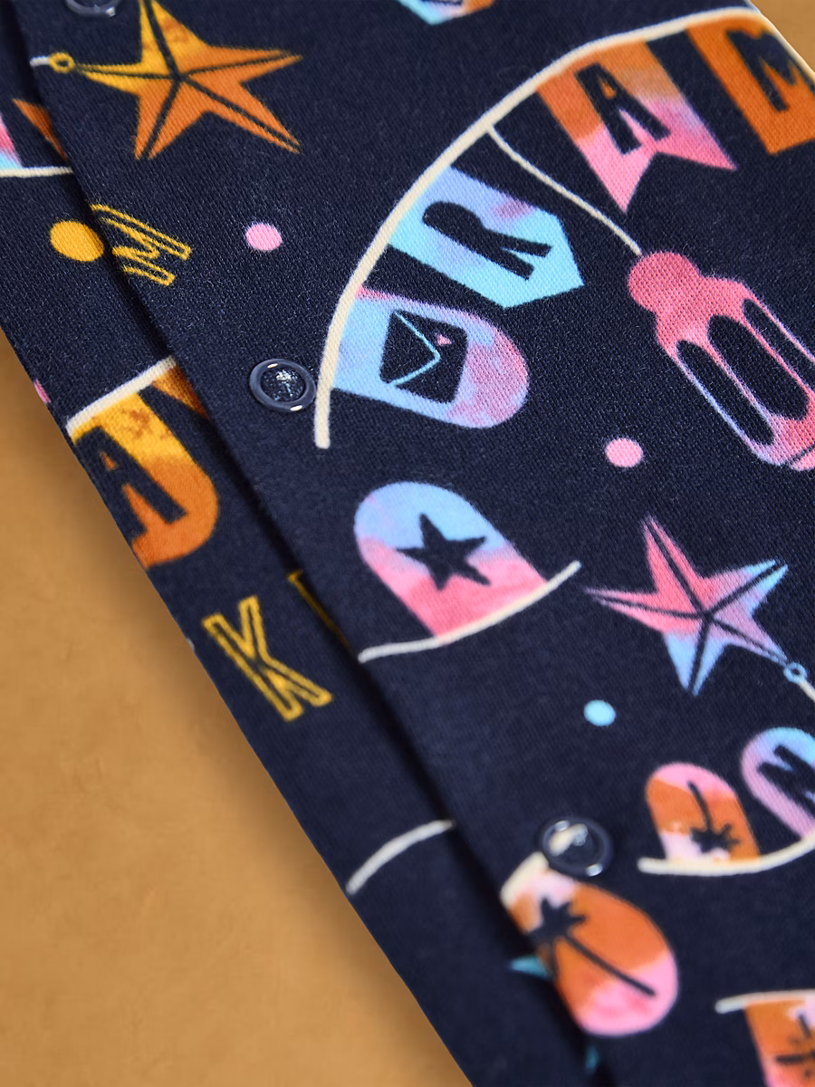 Navy Ramadan Matching Baby Family Sleepsuit detail 2