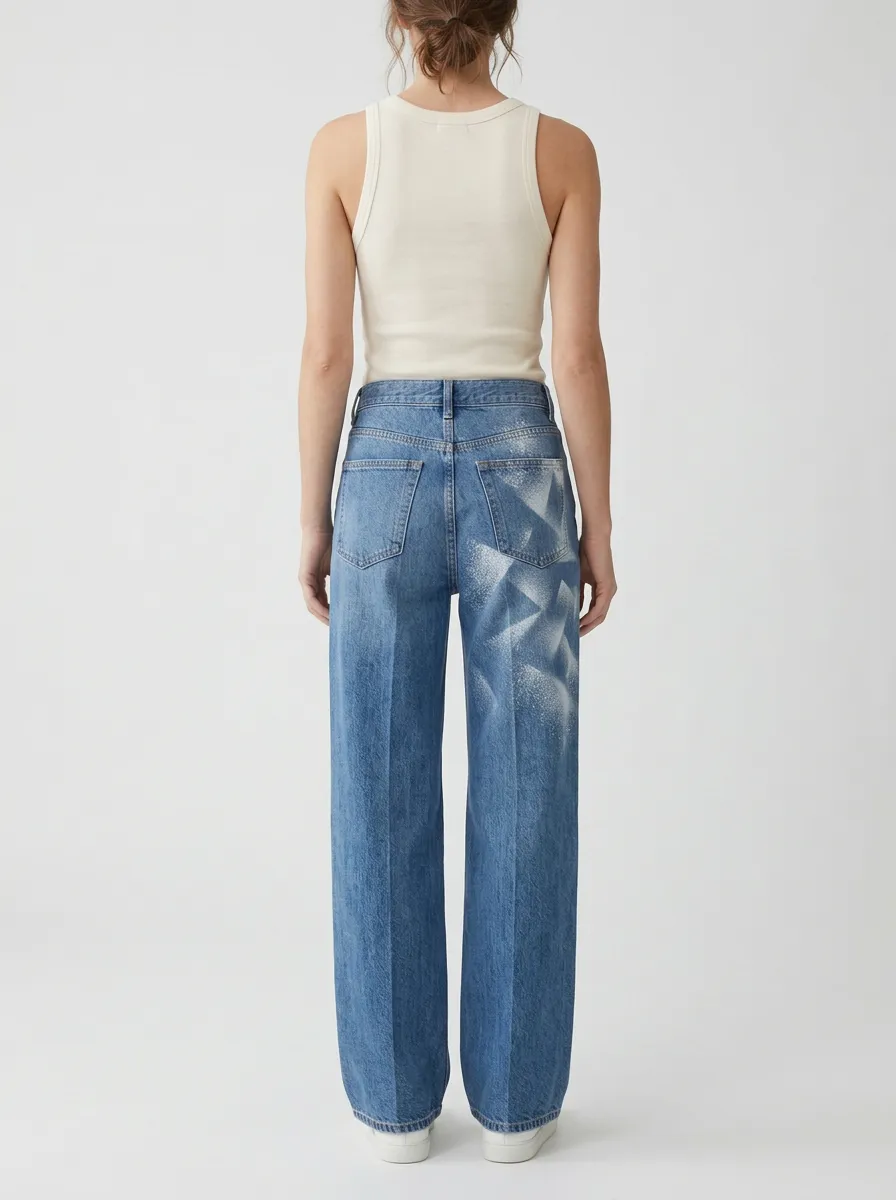 Women's Modern Geometric Wide Leg Jeans