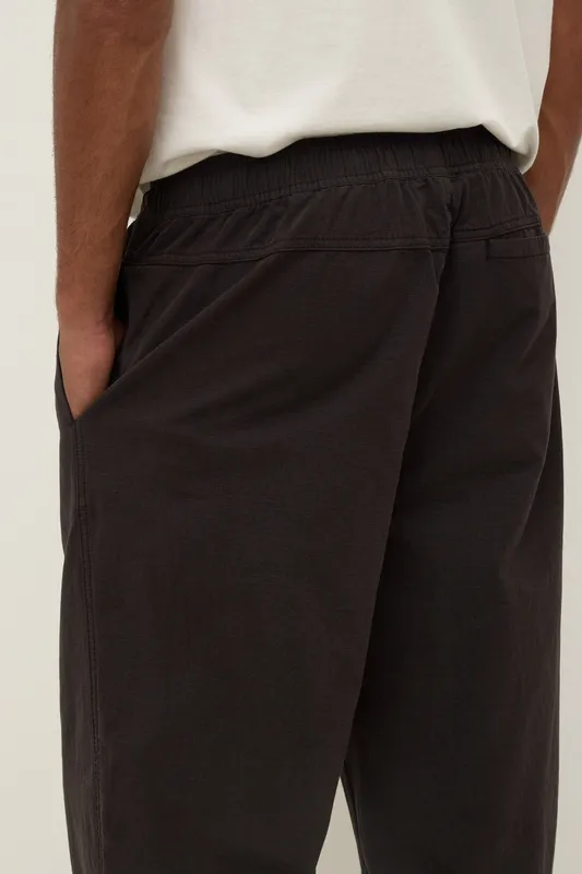 Washed Black Ripstop Tapered Pants