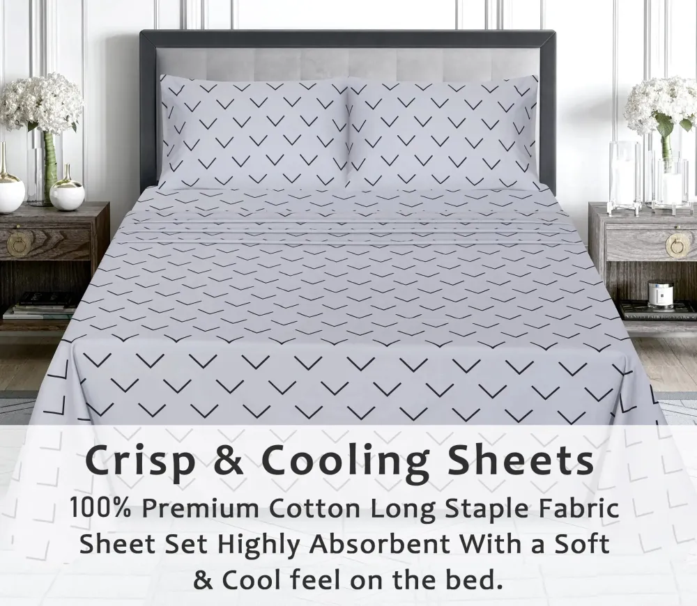 [Arrow Down]100% Cotton Sheets - Soft & Breathable Sheet Set - 4 Pieces