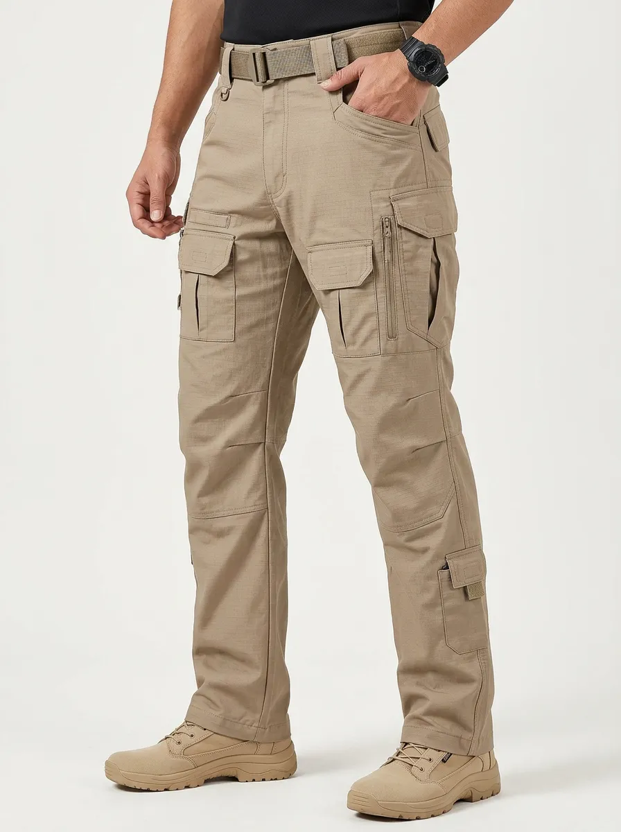 Men's Tactical Multi-Pocket Khaki Cargo Pants