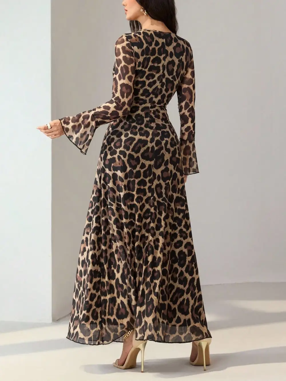 Animal Print Flared Maxi Dress