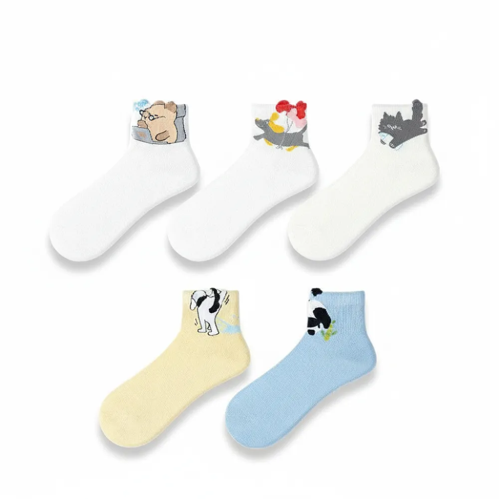 Whimsical Cartoon Animal Crew Socks