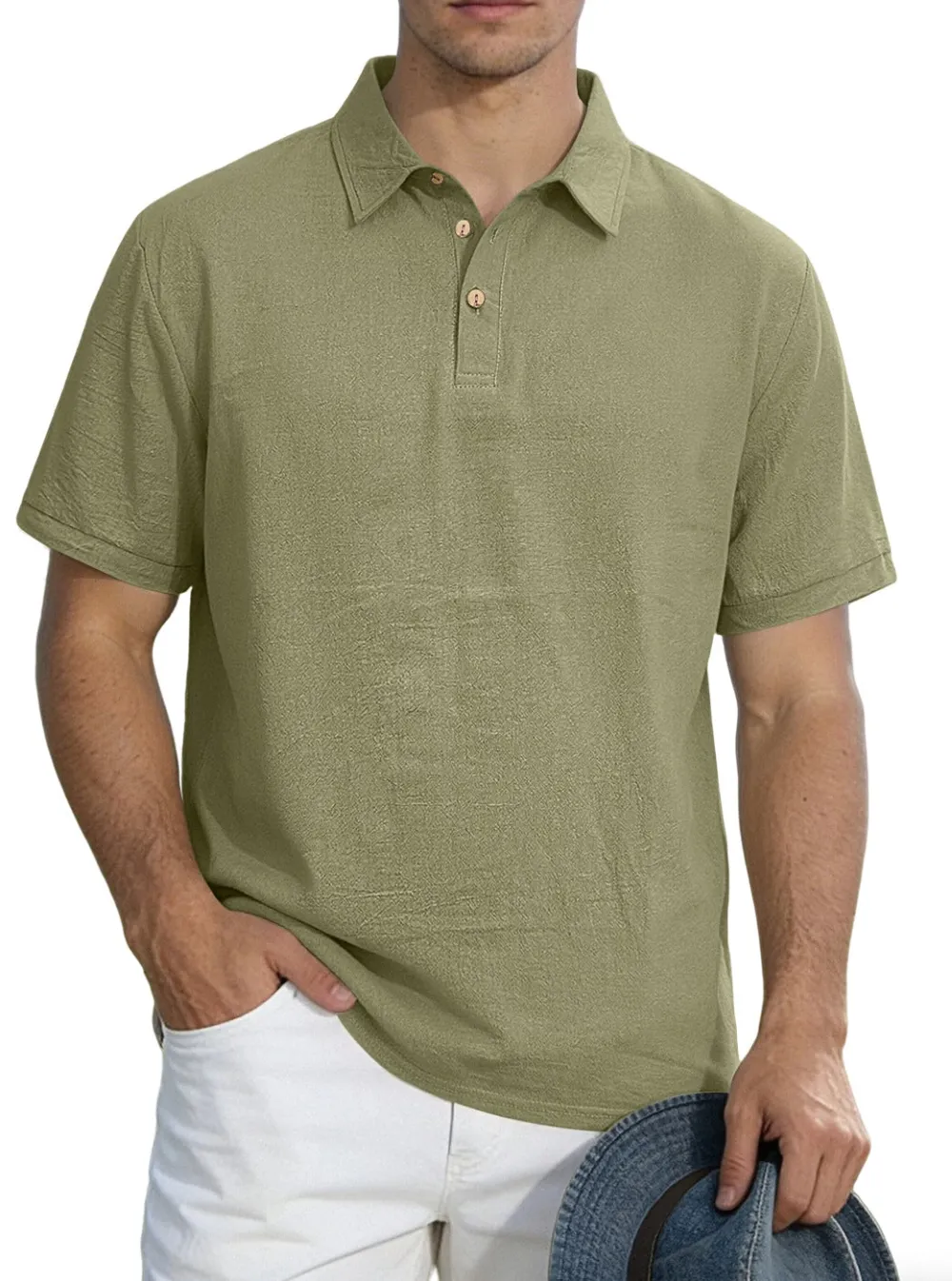 Button Placket Short Sleeve Cotton Polo Shirt