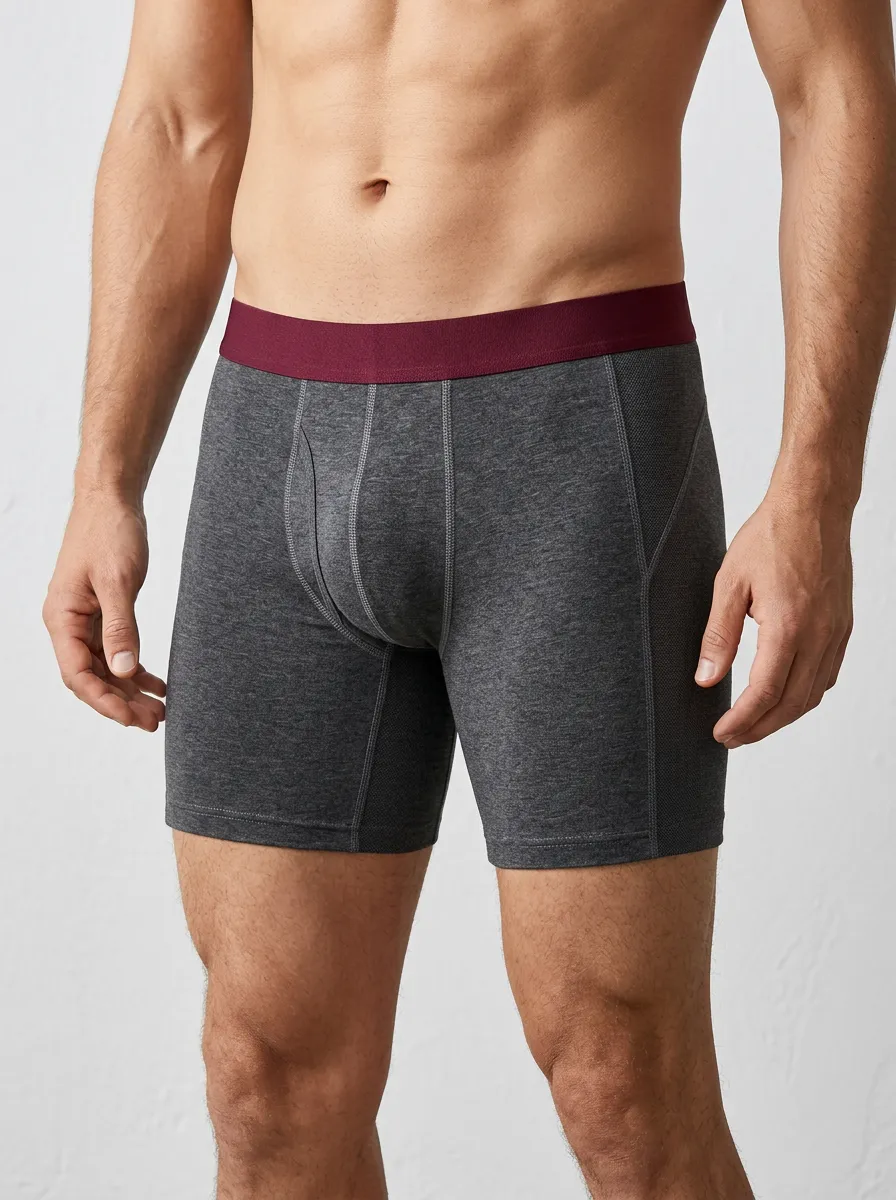 Easy-Wear Performance Athletic Waistband-Detail Essential Men's Boxer Briefs