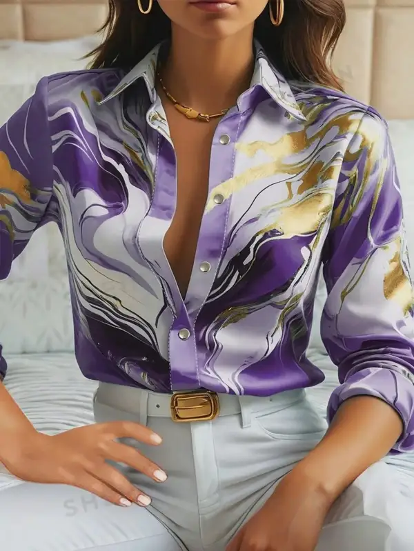 Satin Marble Print Shirt