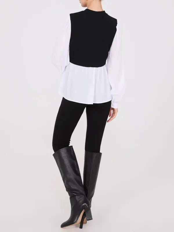 Polka Dot Contrast Panel Shirt