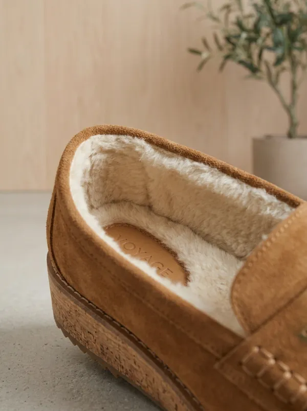 Women's Rugged Winter Suede Wood Sole Loafers