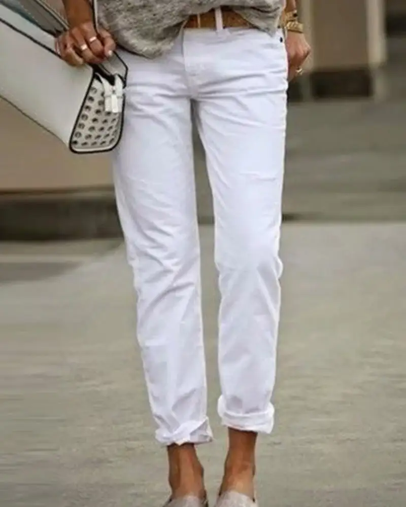 Classic Zip Front Everyday Casual Pants