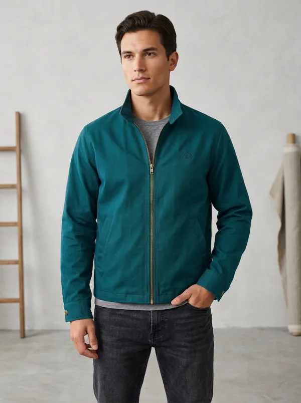 Men's Outdoor Adventure Mountain Logo Printed Zip-Up Jacket