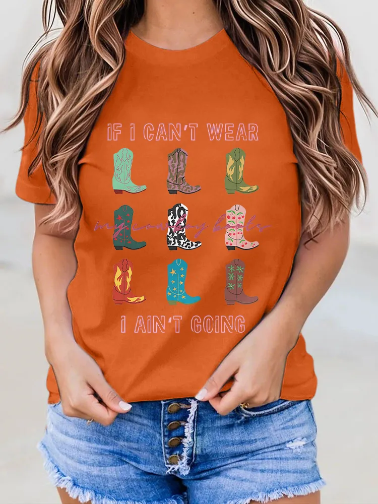 Funny Printed Round-Neck Cotton T-Shirts