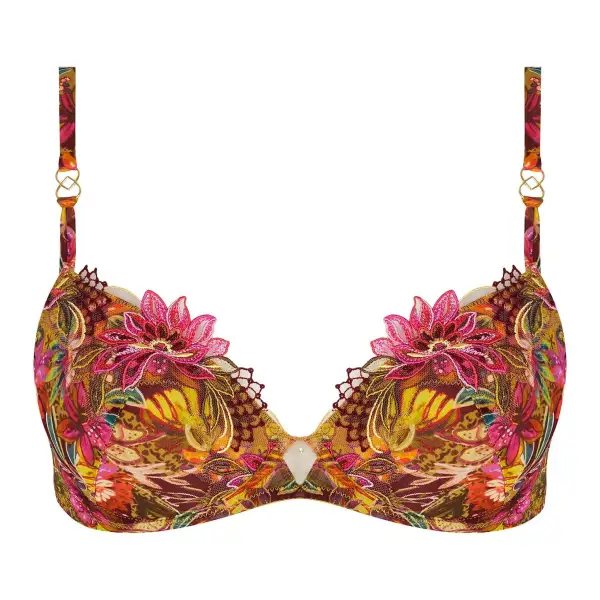 Women's Underwire Spacer Molded Padded Adjustable Straps Embroidery Mesh Decorative Stone Bra