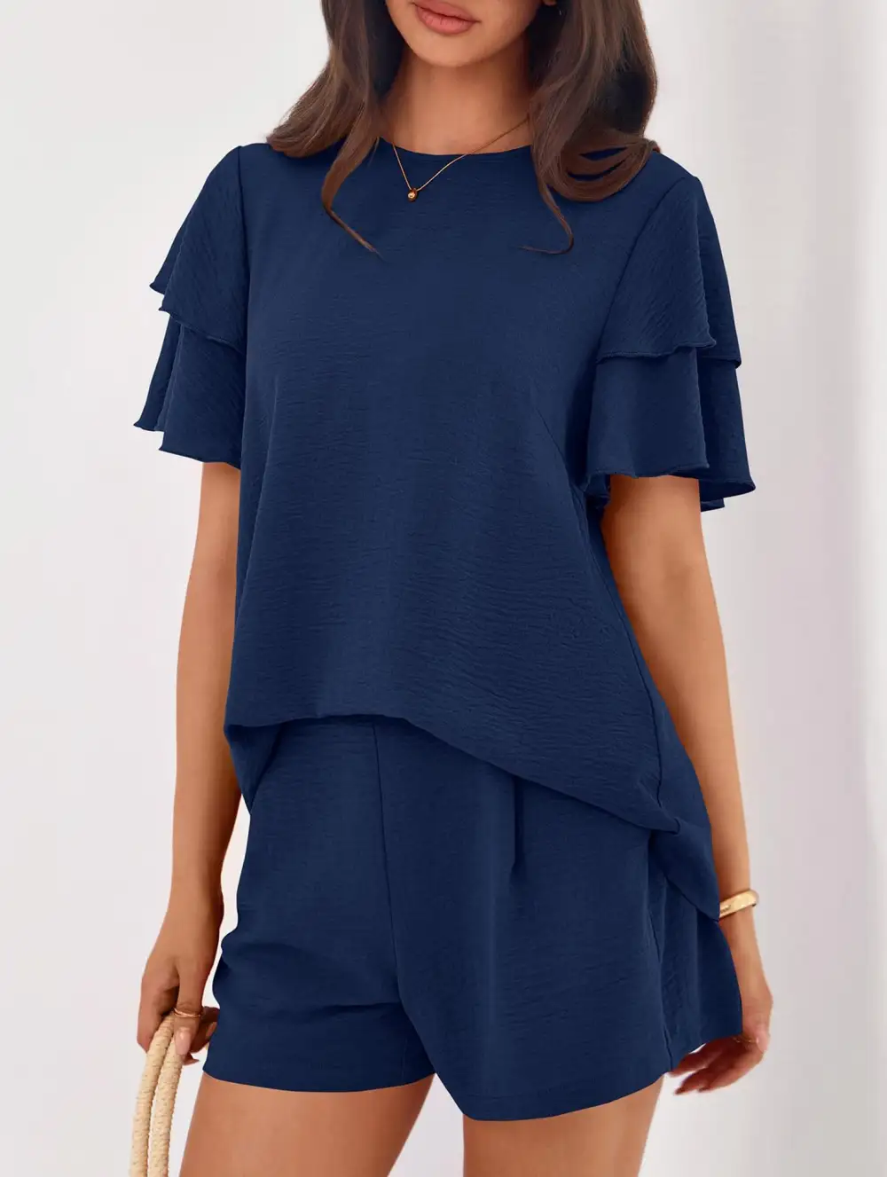 Crew Neck Top Two Piece Set