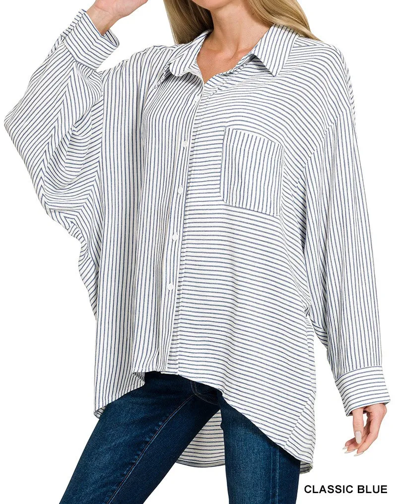 Woven Stripe Button Down Shirt