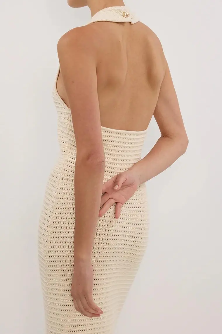GINCREAM HALTER CROCHET DRESS
