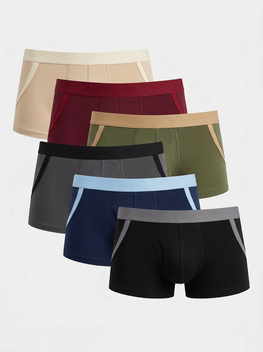 Men's Contrast-Waistband Side-Panel Boxer Briefs Set