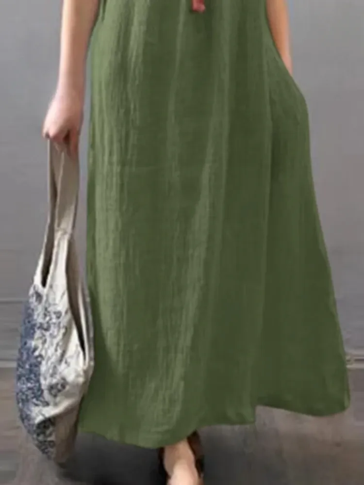 Short Sleeve Cotton Blend Swing Dress