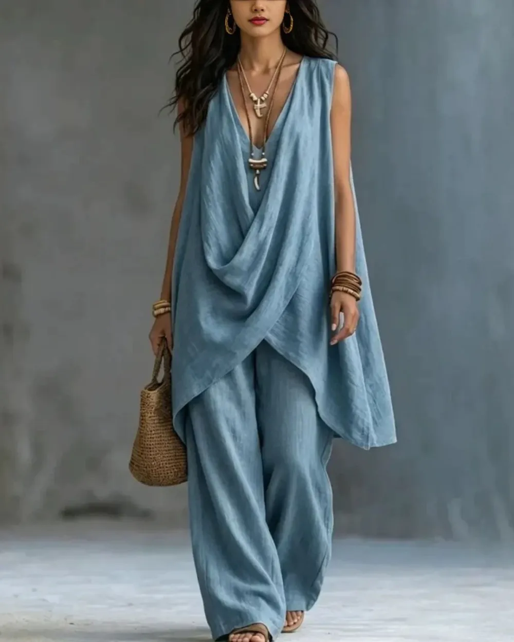 Boho Draped Two-Piece Set
