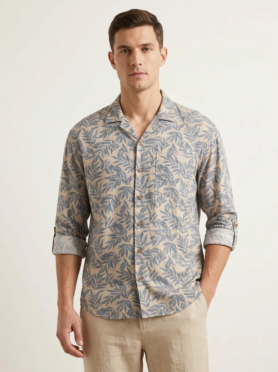Men's Leaf Printed Refined Shirt