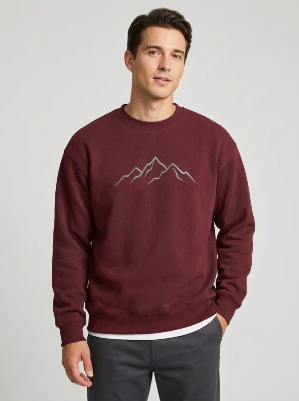 Men's Charcoal Mountain Graphic Crewneck Sweatshirt