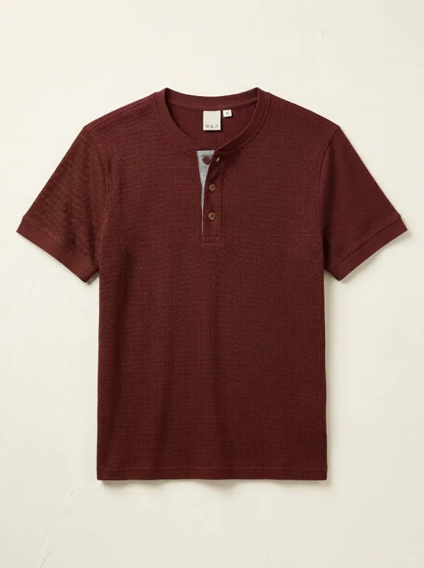 Refined Waffle-Knit Men's Short-Sleeve Henley Shirt