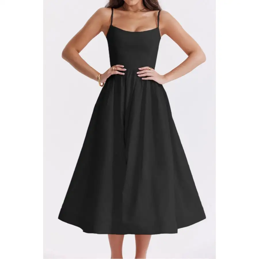 Modern Print Spaghetti Strap Midi Dress