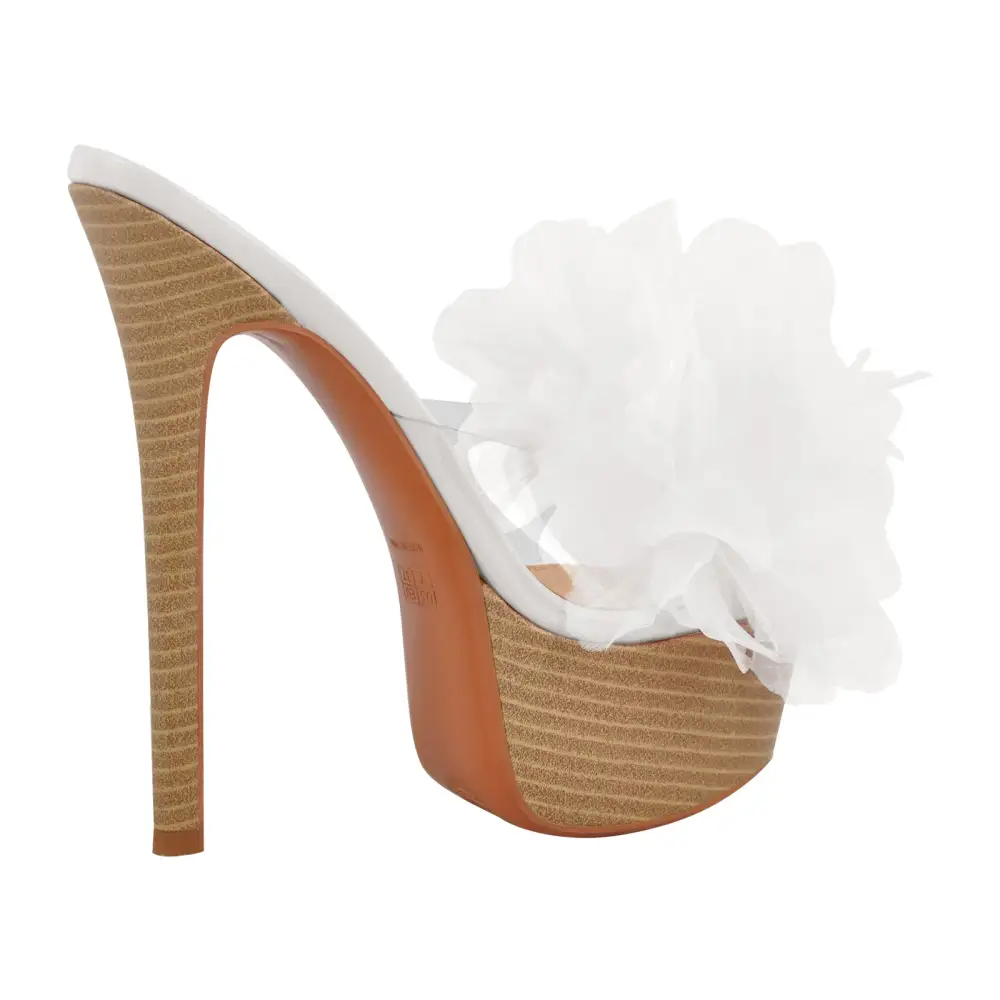 Platform Mesh Clear Stiletto Mule Sandals