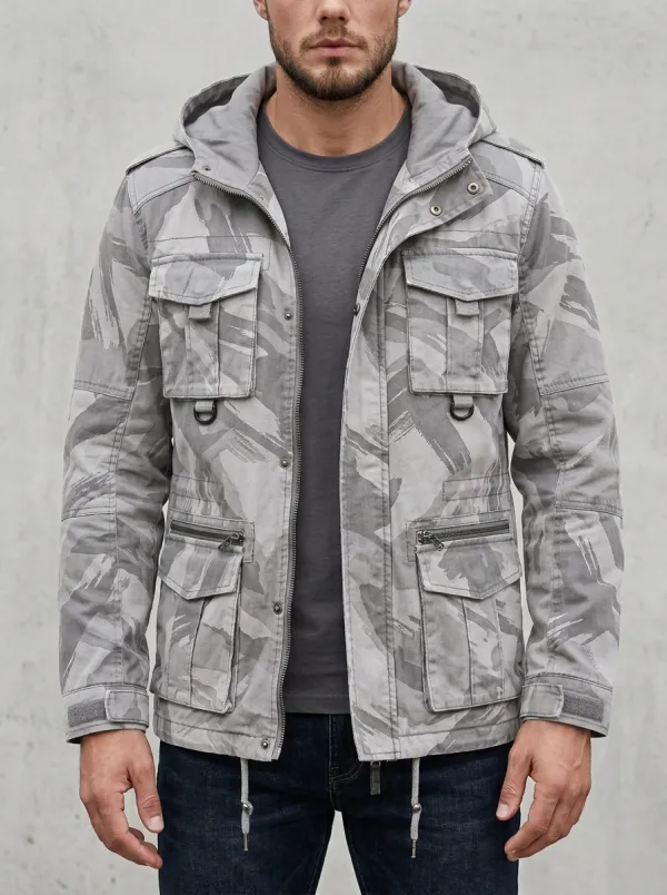 Men's Hooded Urban Camouflage Jacket
