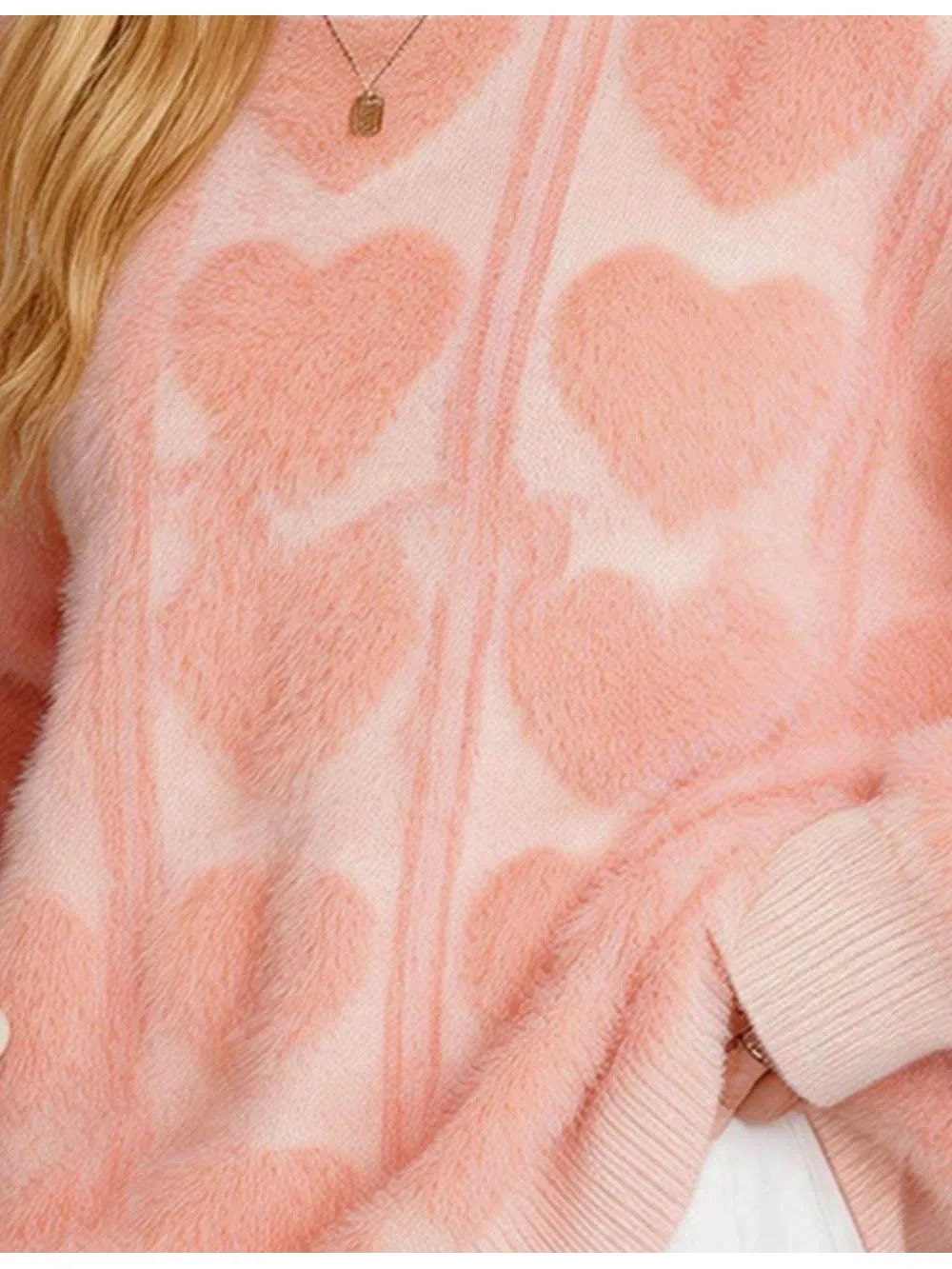 Valentine Heart Faux Mink Fur Pullover Sweater