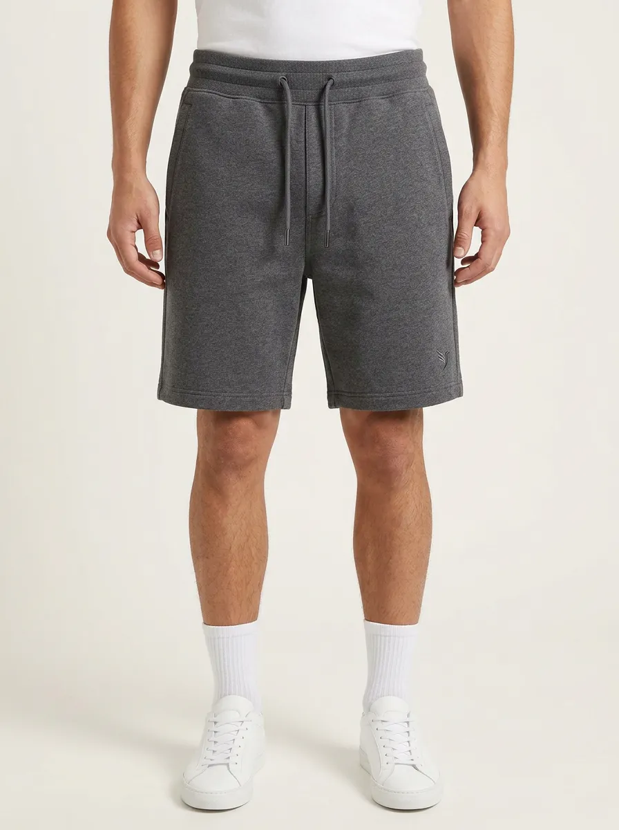 Men's Casual Athletic Grey Drawstring Printed Shorts