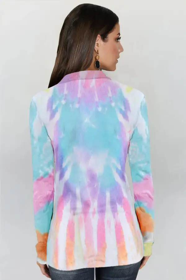 Tie Dye Print Zipper Top