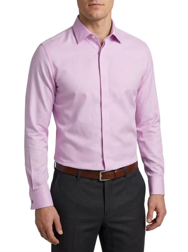 Men's Business Formal Light Blue Solid Dress Shirt