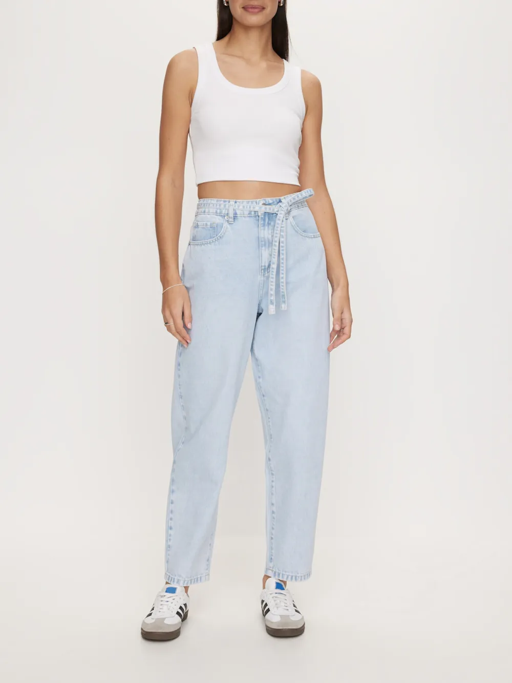 Dark-Colored Drawstring Jeans