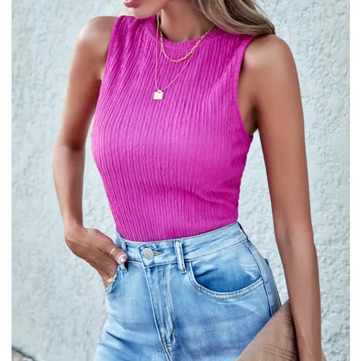 Textured Round Neck Tank